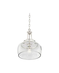 Franklin Iron Works Charleston Brushed Nickel Hanging Pendant Lighting 13.5" Wide Modern Industrial Led Clear Glass Shade Fixture for Dining Room Livi