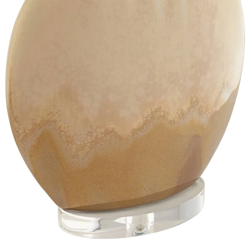 Possini Euro Design Marci Modern Table Lamp 32" Tall Ceramic Ivory Drip Glaze Off White Oval Shade for Bedroom Living Room Bedside Nightstand Off