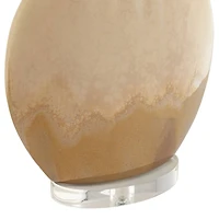 Possini Euro Design Marci Modern Table Lamp 32" Tall Ceramic Ivory Drip Glaze Off White Oval Shade for Bedroom Living Room Bedside Nightstand Off