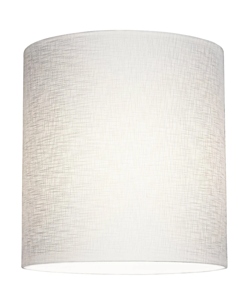 Springcrest White Tall Linen Medium Drum Lamp Shade 14" Top x 14" Bottom x 15" High (Spider) Replacement with Harp and Finial