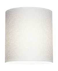 Springcrest White Tall Linen Medium Drum Lamp Shade 14" Top x 14" Bottom x 15" High (Spider) Replacement with Harp and Finial