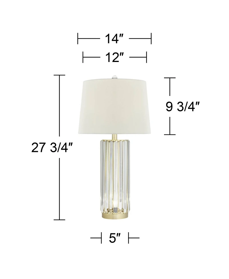 Regency Hill Rivera Traditional Table Lamp 27 3/4" Tall Clear Glass with Nightlight Led White Shade for Bedroom Living Room Bedside Nightstand Of