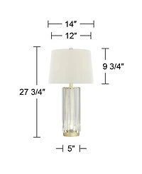 Regency Hill Rivera Traditional Table Lamp 27 3/4" Tall Clear Glass with Nightlight Led White Shade for Bedroom Living Room Bedside Nightstand Of