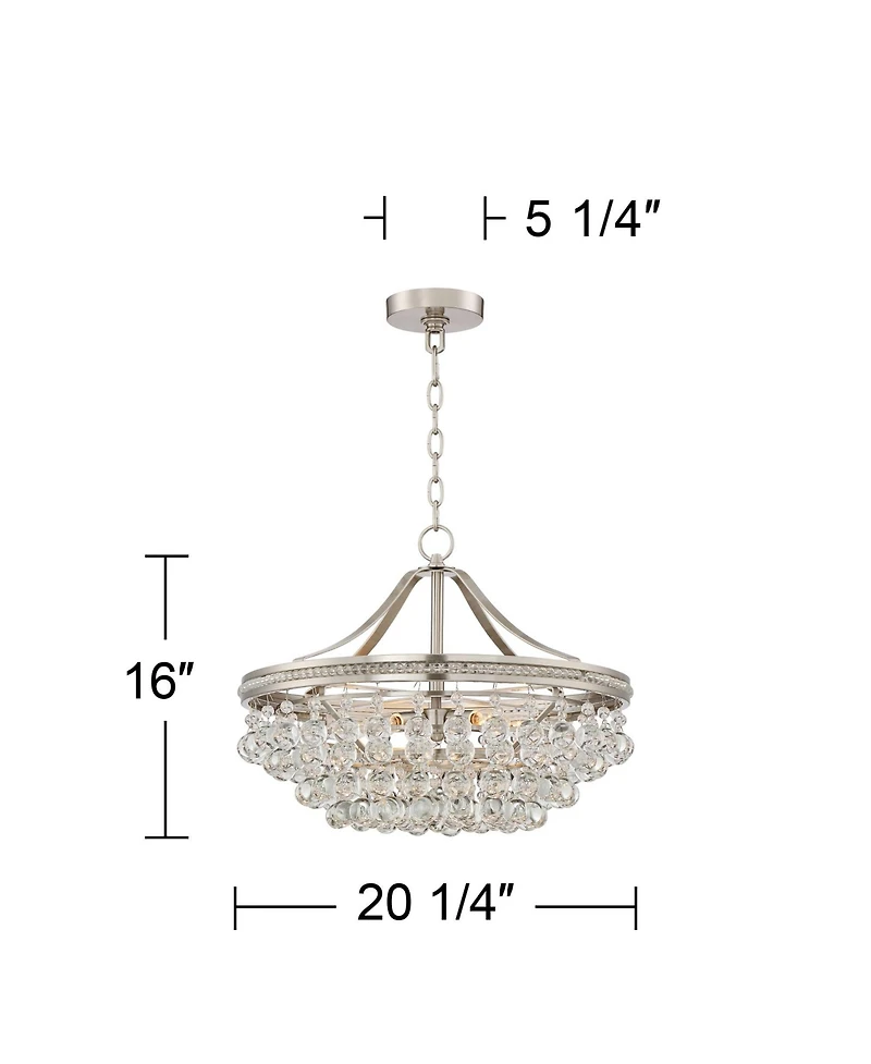 Vienna Full Spectrum Wohlfurst Brushed Nickel Silver Pendant Chandelier 20 1/4" Wide Clear Crystal 5-Light Fixture for Dining Room House Foyer Entrywa