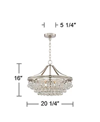 Vienna Full Spectrum Wohlfurst Brushed Nickel Silver Pendant Chandelier 20 1/4" Wide Clear Crystal 5-Light Fixture for Dining Room House Foyer Entrywa