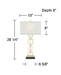 360 Lighting Modern Table Lamps 28 1/4" Tall Set of 2 Gold Metal White Rectangular Shade for Living Room Bedroom House Bedside