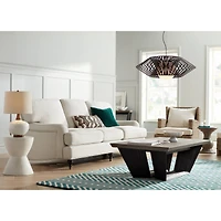 Brice Mid Century Modern Accent Table Lamp 23" High Ivory Ceramic Wood Neck Off White Tapered Drum Shade for Bedroom Living Room House Home Bedsi