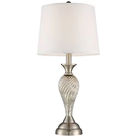 Regency Hill Arden Modern Table Lamps 25" High Set of 2 Mercury Glass Twist White Empire Bell Shade for Bedroom Living Room Bedside Nightstand Ho