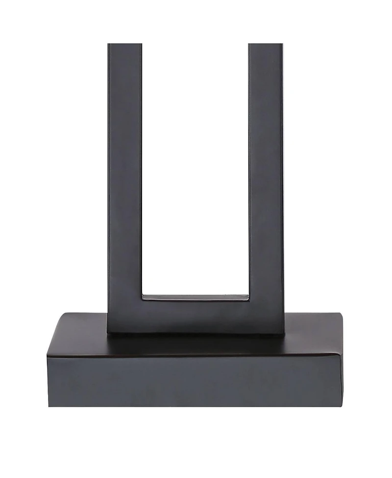 360 Lighting Aston 26" High Open Rectangle Modern Table Lamp Black Finish Metal Single Off-White Shade Living Room Bedroom Bedside