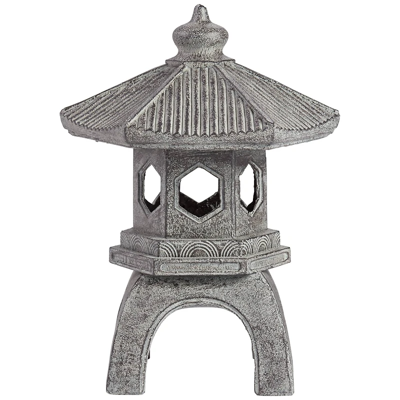 John Timberland Pagoda Statue Sculpture Asian Japanese Garden Decor Indoor Outdoor Front Porch Old Faux Stone Finish 16 1/2" Tall
