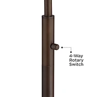 Modern Arched Floor Lamp Downbridge 71.5" Tall Oil Rubbed Bronze Blue Fabric Drum Shade Standing Pole Light for Living Room Reading House Bedroom Home