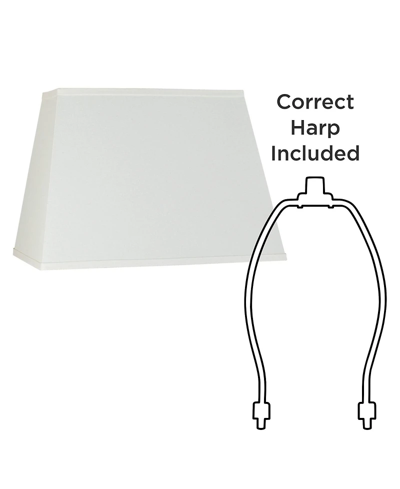 Springcrest Set of 2 Rectangular Lamp Shades Ivory Large 18" Wide x 12"Deep x 12" High Spider with Replacement Harp and Finial