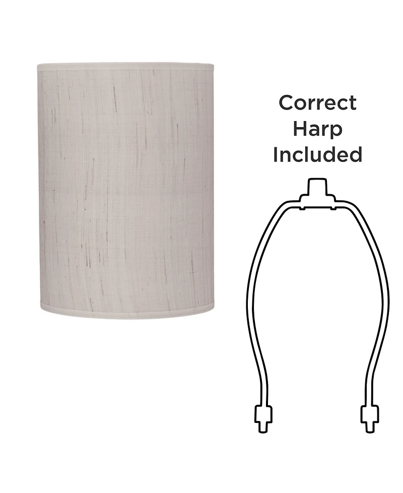Springcrest Set of 2 Cylinder Lamp Shades Ivory White Small 8" Top x 8" Bottom x 11" High Spider Replacement Harp and Finial Fitting