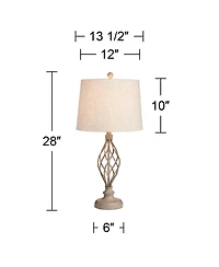 Franklin Iron Works Annie Modern Coastal Table Lamps 28" Tall Set of 2 Weathered Sand Iron Cream Tapered Drum Shade for Bedroom Living Room Bedsi