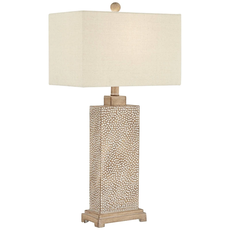 360 Lighting Caldwell Rustic Farmhouse Table Lamps 26 3/4" High Set of 2 Earth Tone Hammered Oatmeal Fabric Rectangular Shade for Bedroom Living