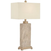 360 Lighting Caldwell Rustic Farmhouse Table Lamps 26 3/4" High Set of 2 Earth Tone Hammered Oatmeal Fabric Rectangular Shade for Bedroom Living