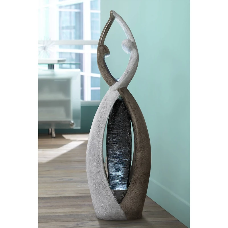 Dancing Couple 57" High Large Modern Indoor Outdoor Decor Faux Stone Floor Fountain with Light Led Outside