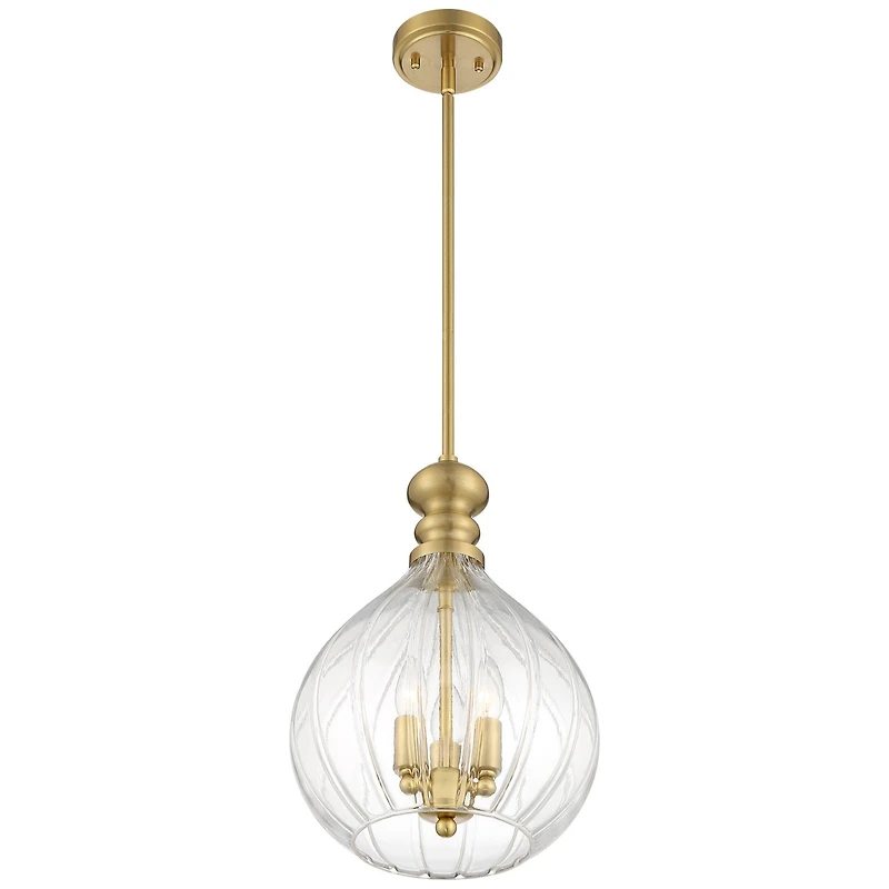 Houten Soft Gold Metal Mini Cluster Pendant Chandelier 11 1/2" Wide Modern Clear Glass Shade 3-Light Fixture for Dining Room House Foyer Entryway