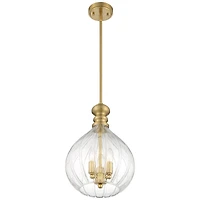 Houten Soft Gold Metal Mini Cluster Pendant Chandelier 11 1/2" Wide Modern Clear Glass Shade 3-Light Fixture for Dining Room House Foyer Entryway