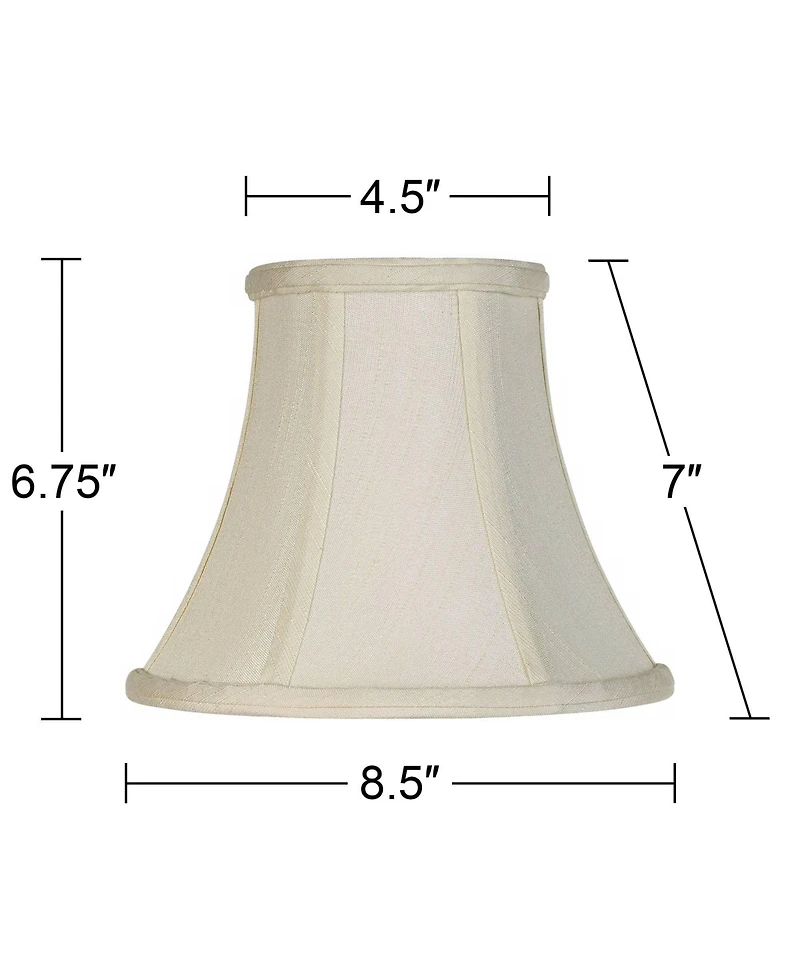 Imperial Shade Set of 2 Bell Lamp Shades Cream Medium 4.5" Top x 8.5" Bottom x 7" High Spider Replacement Harp and Finial Fitting