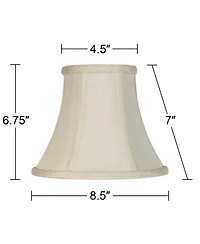 Imperial Shade Set of 2 Bell Lamp Shades Cream Medium 4.5" Top x 8.5" Bottom x 7" High Spider Replacement Harp and Finial Fitting
