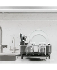 simplehuman Compact Steel Frame Dish Drying Rack with Swivel Spout Drain