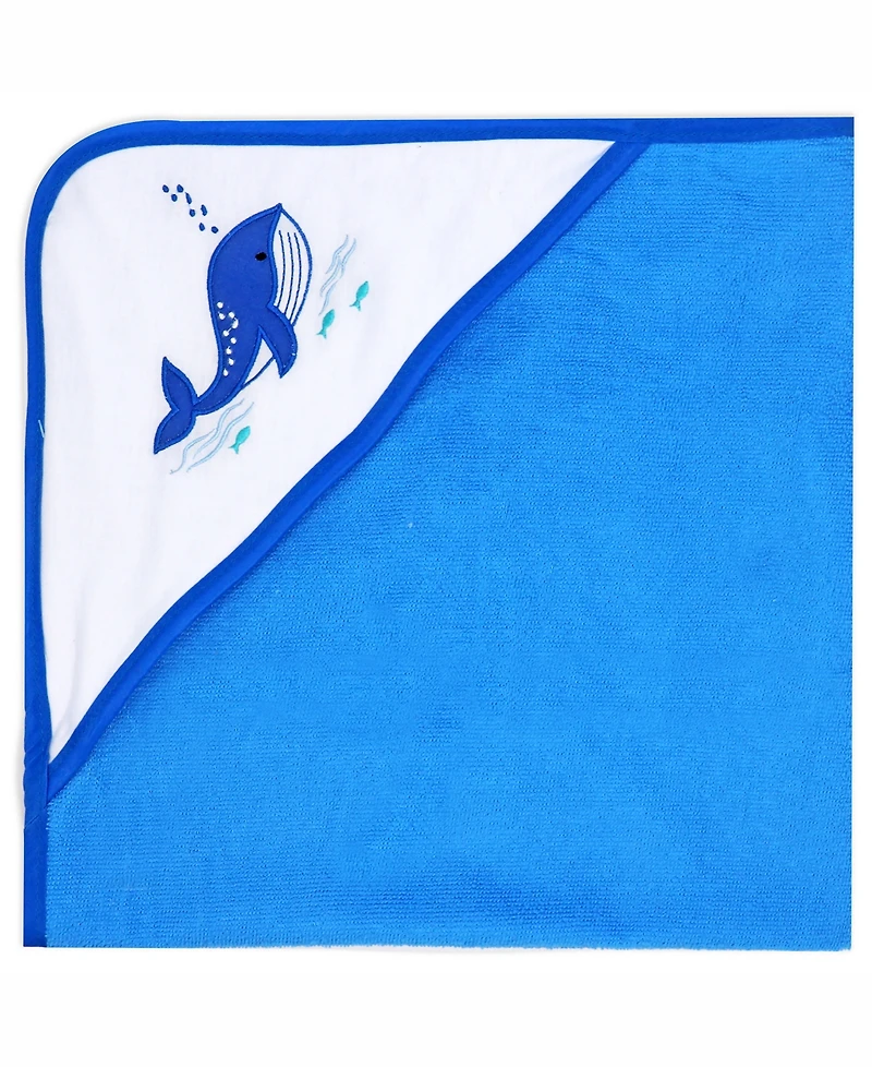 Buba Baby Boys and Girls 2 Pack Embroidered Hooded Bath Towel Wash Cloth Set