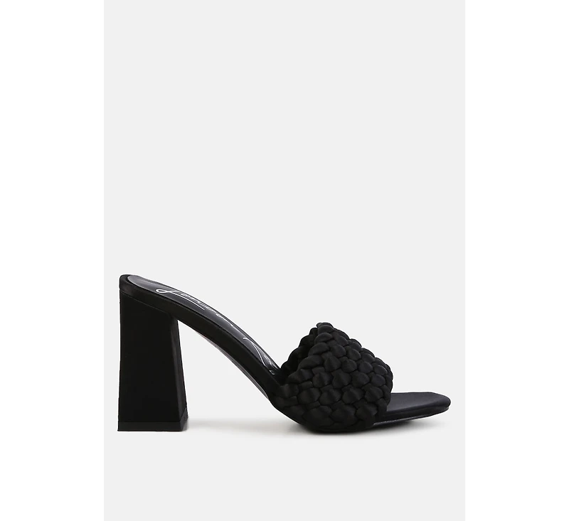 Lust Look Braided Satin Block Sandals Women