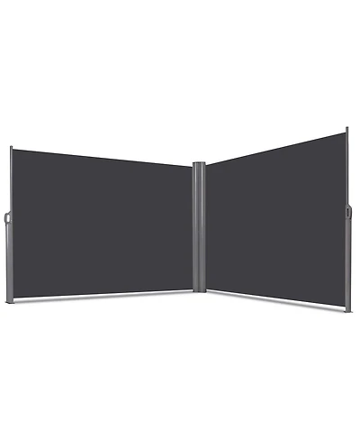 Slickblue Patio Retractable Double Folding Side Awning Screen Divider