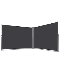 Slickblue Patio Retractable Double Folding Side Awning Screen Divider