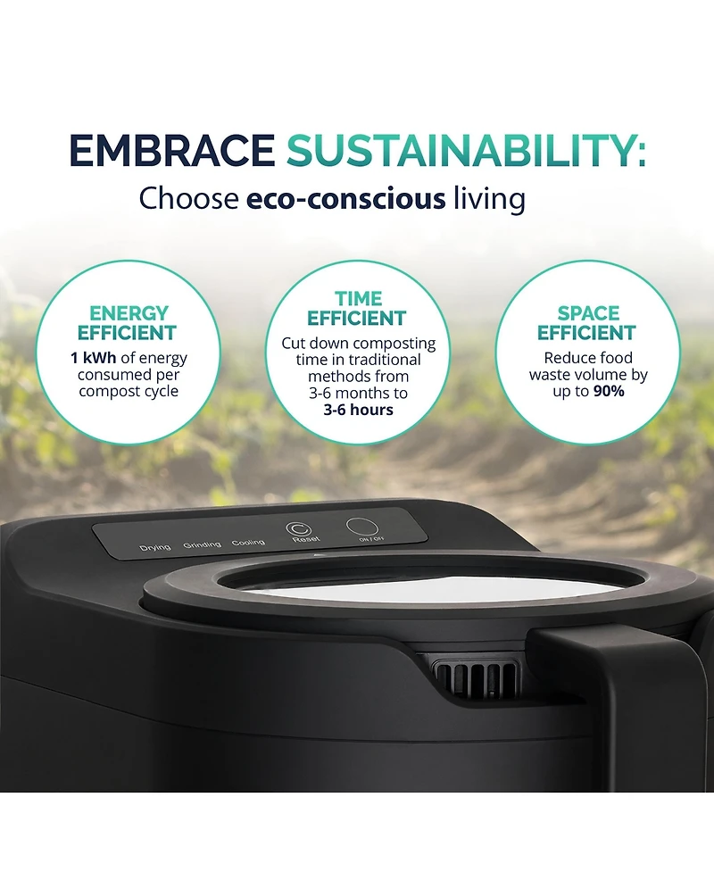 Luma Comfort Luma Electric Kitchen Composter, 2.5L Capacity Odorless Countertop Compost Bin