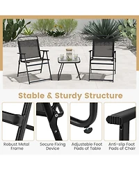 Sugift 3 Pieces Patio Folding Conversation Chairs and Table