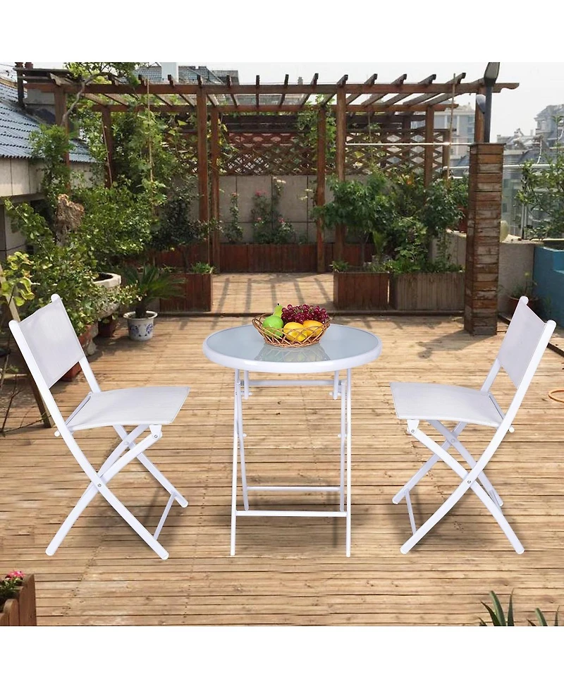 3 Pieces Patio Folding Bistro Set for Balcony or Outdoor Space