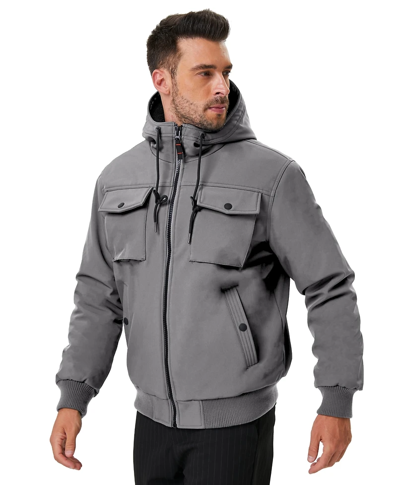 Hawke & Co. Men's Soft-Shell Hooded Sherpa Jacket