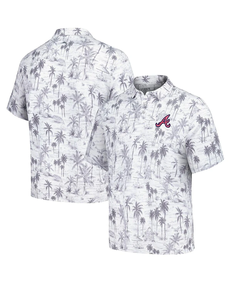 Tommy Bahama Men's Gray Atlanta Braves Sport Cabana Shores IslandZone Tri-Blend Polo
