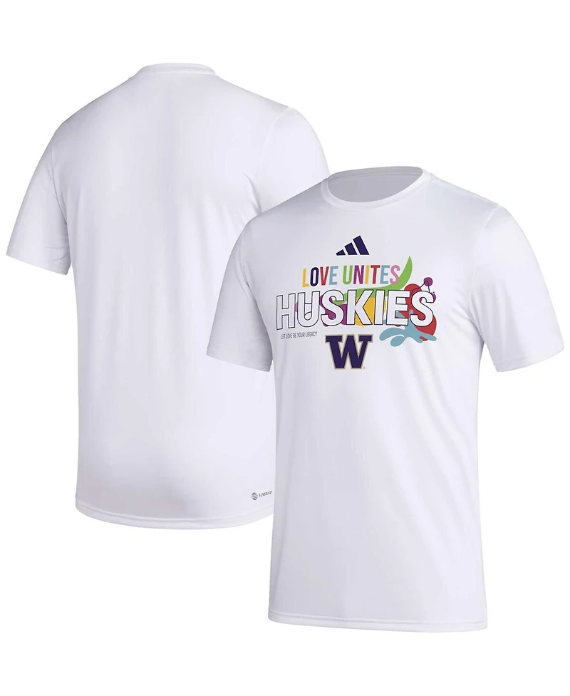 Adidas Men's x Rich Mnisi Pride Collection White Washington Huskies Pregame Aeroready T-Shirt