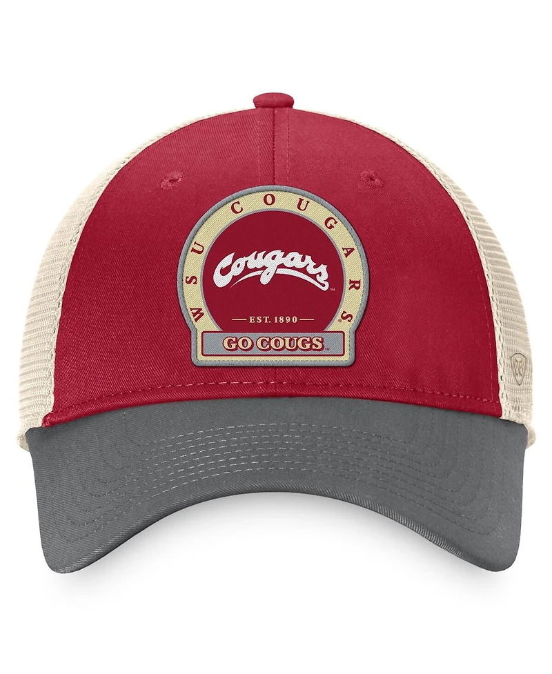 Top of the World Men's Crimson Washington State Cougars Refined Trucker Adjustable Hat
