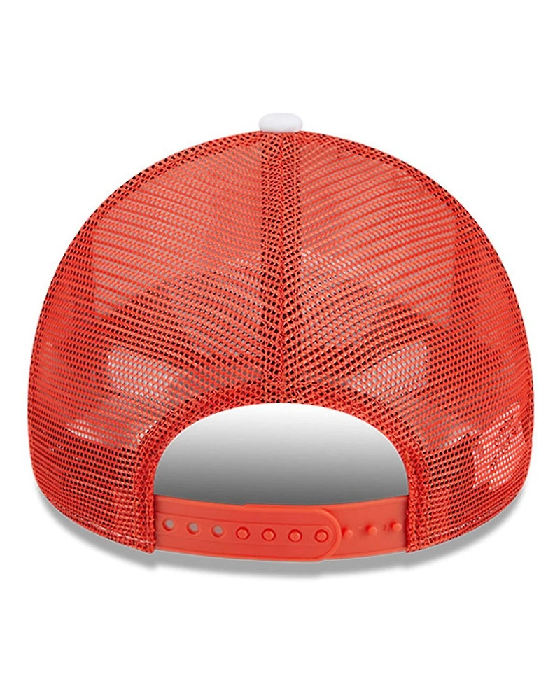 New Era Men's White/Orange Clemson Tigers Court Sport Foam A-Frame 9FORTY Adjustable Trucker Hat
