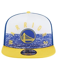 New Era Men's Royal Golden State Warriors Arch A-Frame Trucker 9FIFTY Snapback Hat