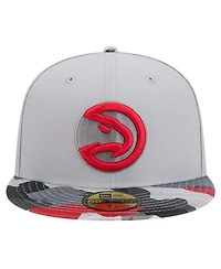 New Era Men's Gray Atlanta Hawks Active Color Camo Visor 59FIFTY Fitted Hat