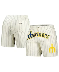 Pro Standard Men's Cream Seattle Mariners Pinstripe Retro Classic Woven Shorts