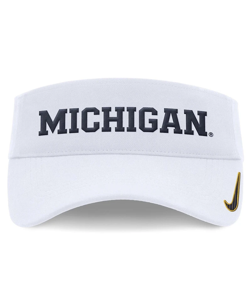 Nike Men's and Women's White Michigan Wolverines 2024 Sideline Fit Ace Visor Hat