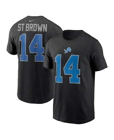 Nike Men's Amon-Ra St. Brown Black Detroit Lions Player Name Number T-Shirt