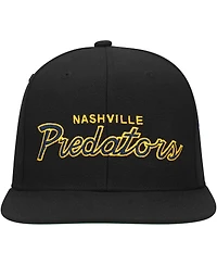 Mitchell & Ness Men's Black Nashville Predators Core Team Script 2.0 Snapback Hat
