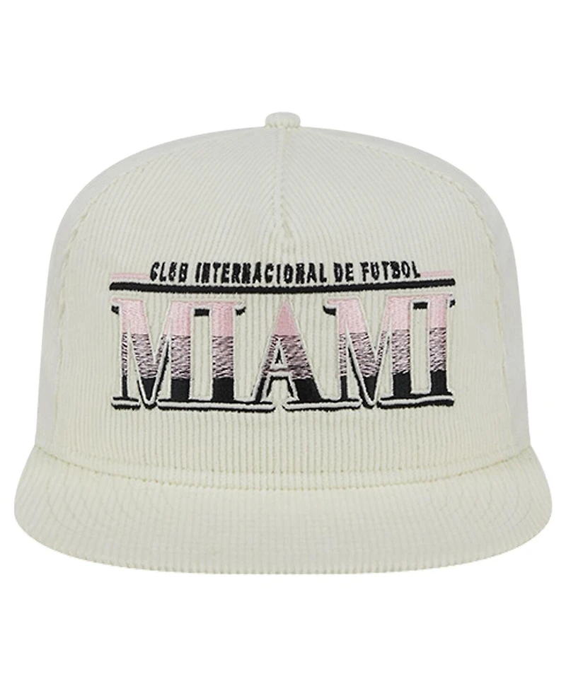 New Era Men's White Inter Miami Cf Throwback Corduroy Golfer Adjustable Hat