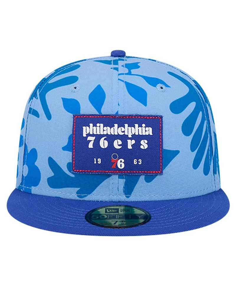 New Era Men's Royal Philadelphia 76ers Palm Fronds 2-Tone 59FIFTY Fitted Hat