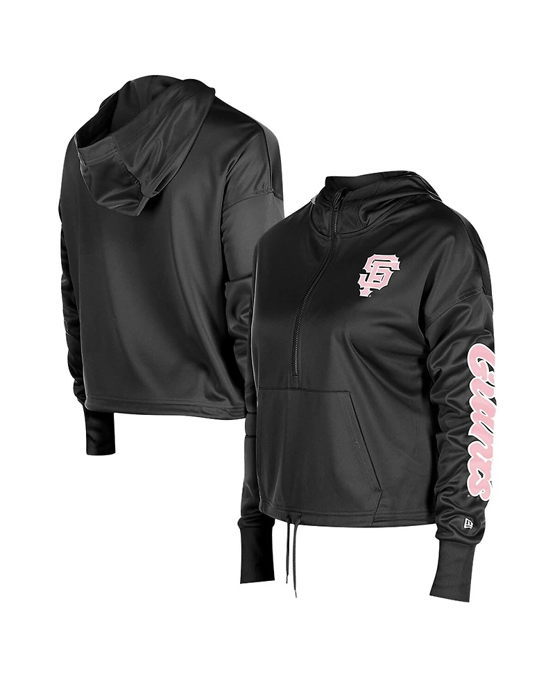 New Era Women's Black San Francisco Giants Half-Zip Hoodie