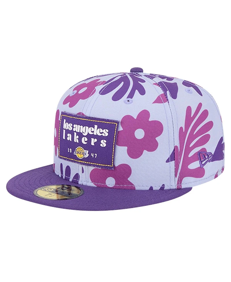 New Era Men's Purple Los Angeles Lakers Palm Fronds 2-Tone 59FIFTY Fitted Hat