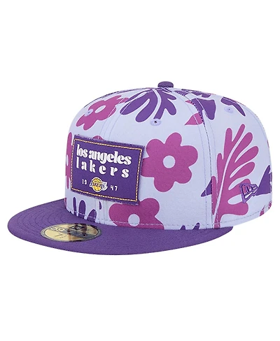 New Era Men's Purple Los Angeles Lakers Palm Fronds 2-Tone 59FIFTY Fitted Hat