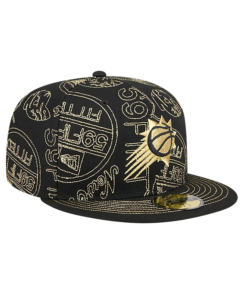 New Era Men's Black Phoenix Suns 59FIFTY Day Allover Print Stencil Fitted Hat